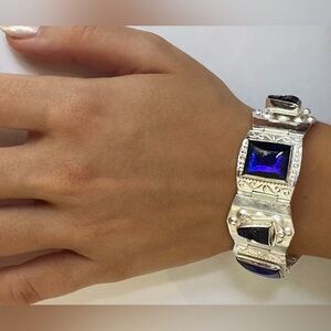 Elegant 925 Silver Bracelet with Blue Accents